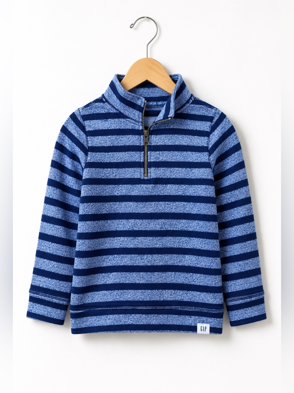 Gap Boys‎ Pullover Size 4 Navy Blue Striped Quarter Zip